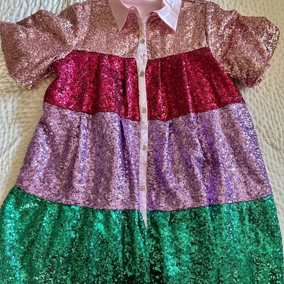 Peach Love California Sequin color block dress - Picture 3 of 5